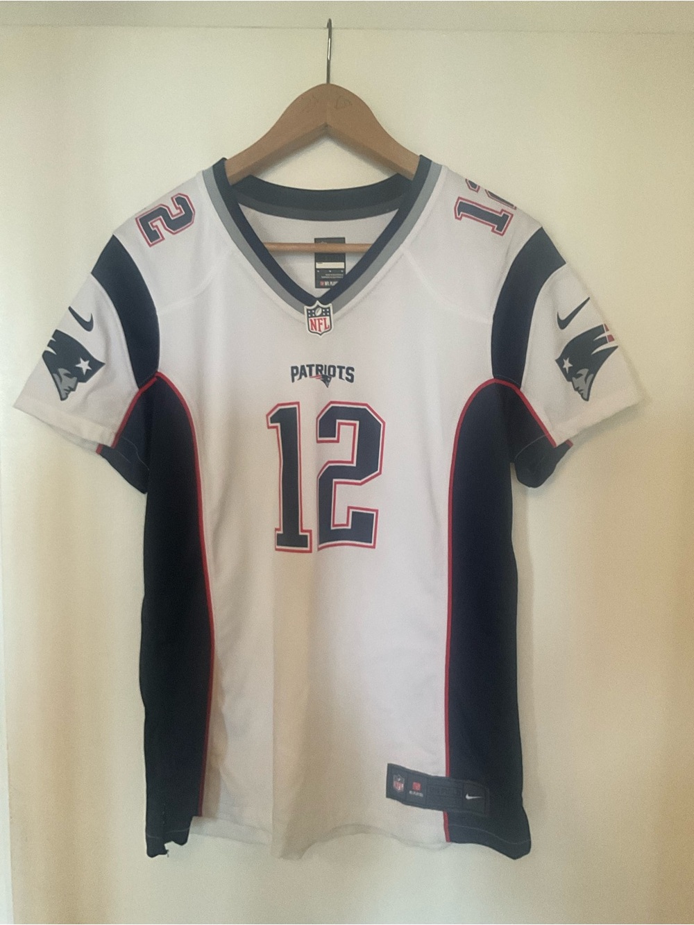 Nike White Navy Red New England Patriots Tom Brady #12 Jersey